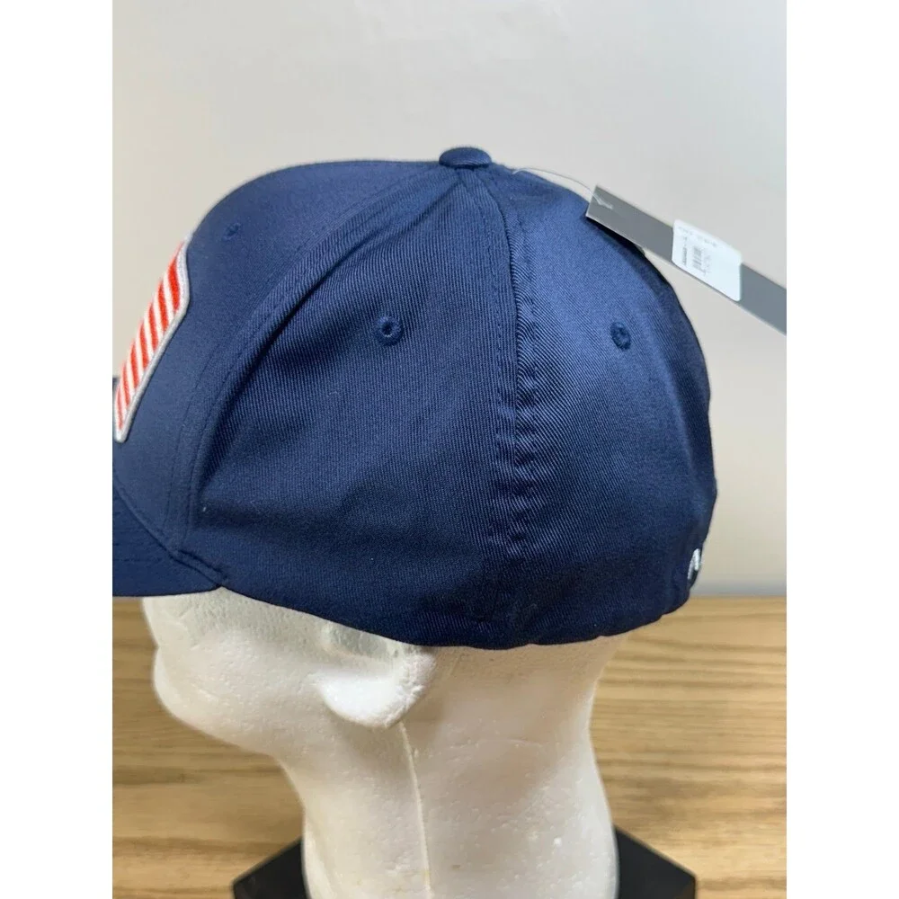 NWT Ariat Flexfit Flag Logo Patch Fitted Hat Cap Outdoors Navy Blue Size‎ L/XL